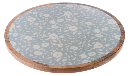 Vintage Light Blue Floral Pattern Lazy Susan