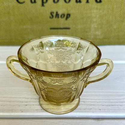 Vintage 1930 Yellow Depression Glass Sugar Bowl Style 2