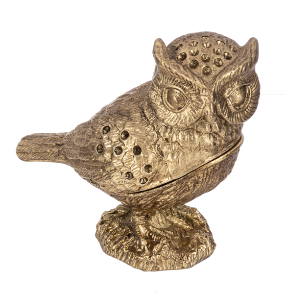 Antiqued Gold Owl Keepsake Box