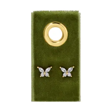 Gold Butterfly Studs On Velvet Tag