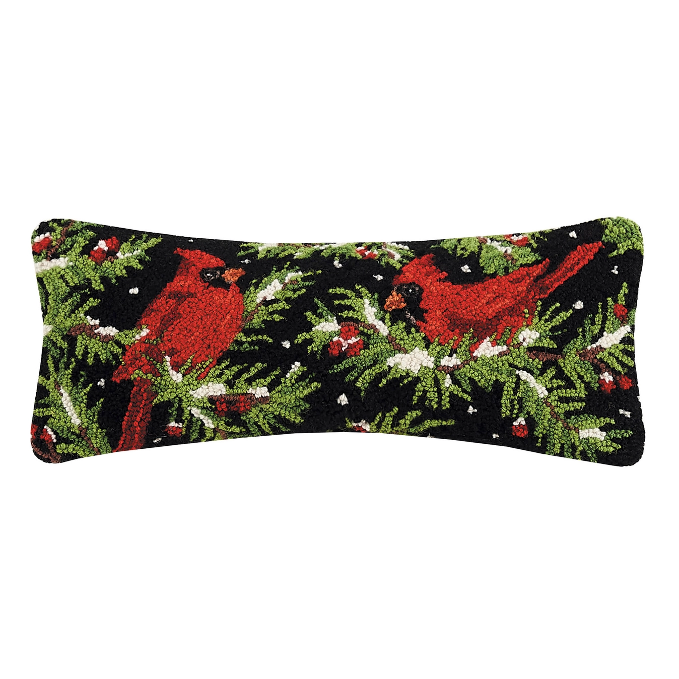 Cardinals On Holly Branch Duo Hook Pillow - Christmas