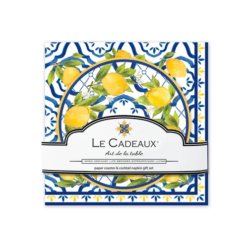 Palermo Cocktail Napkins & Double Sided Coasters Gift Set