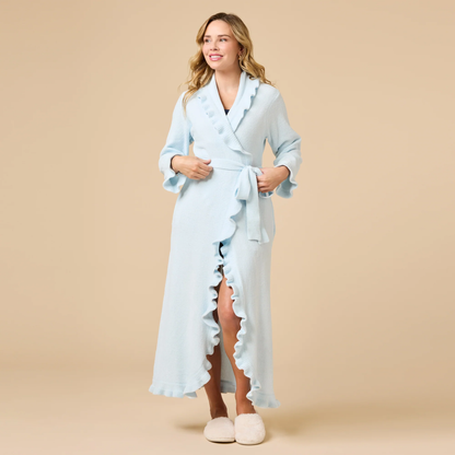 51" Light Blue Ruffle Chenille Robe