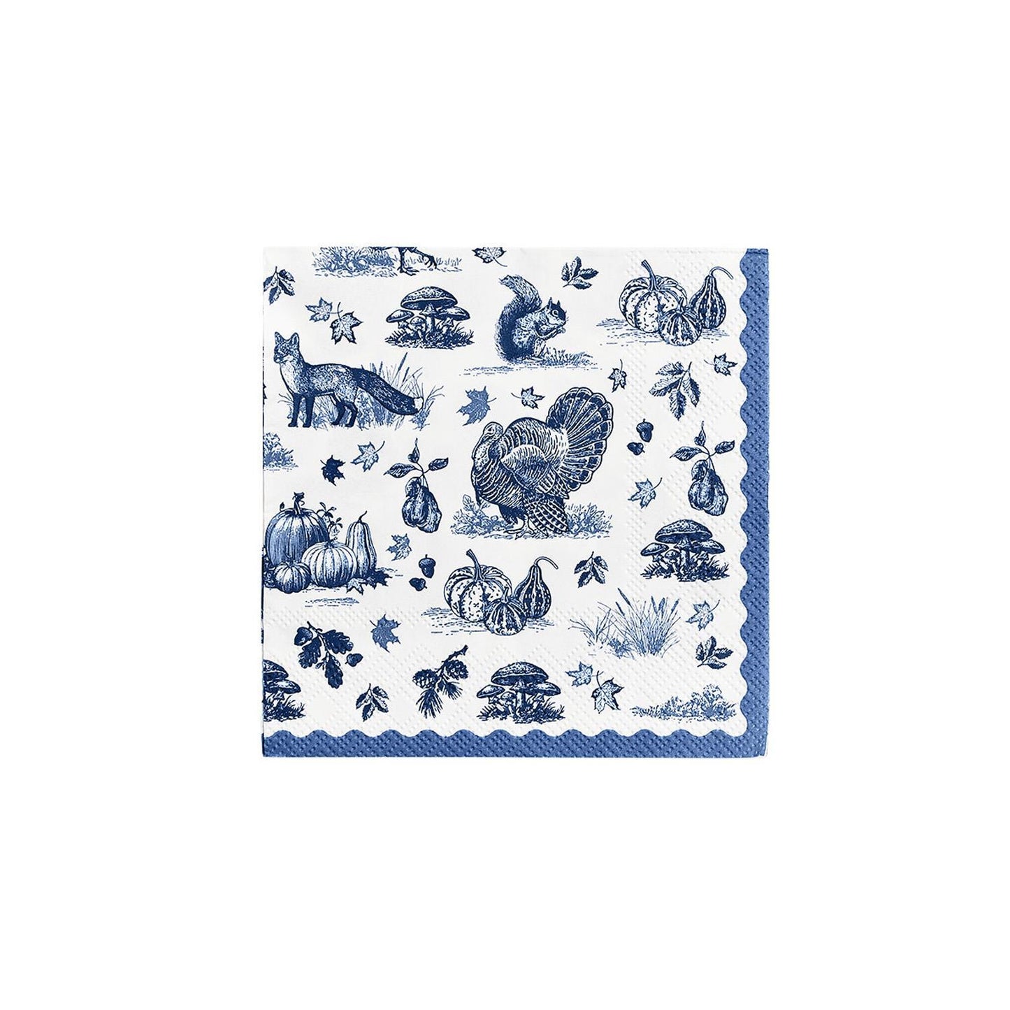 Falling for Blue Toile 3-Ply Paper Cocktail Napkin
