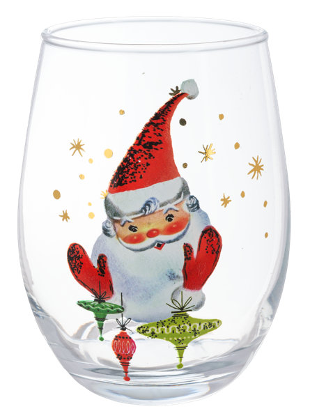Retro Santa Low Ball Wine Glass (*Multiple Styles*)