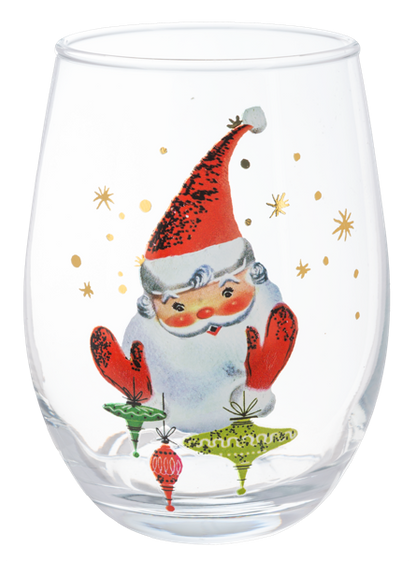Retro Santa Low Ball Wine Glass (*Multiple Styles*)