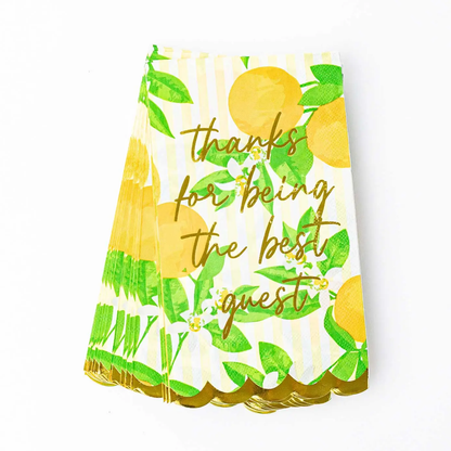 Orange Blossom Paper Guest Towel, Thanks For Being The Best Guest