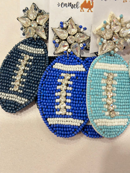 Large Football Beaded Earrings