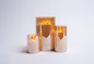 Flameless LED Candle in Gold Glass (6x3)