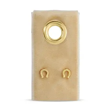 Gold Minimalist Horseshoe Studs On Velvet Tag