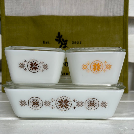 Vintage Pyrex 501,502,503 Town & County Refrigerator Set of 4