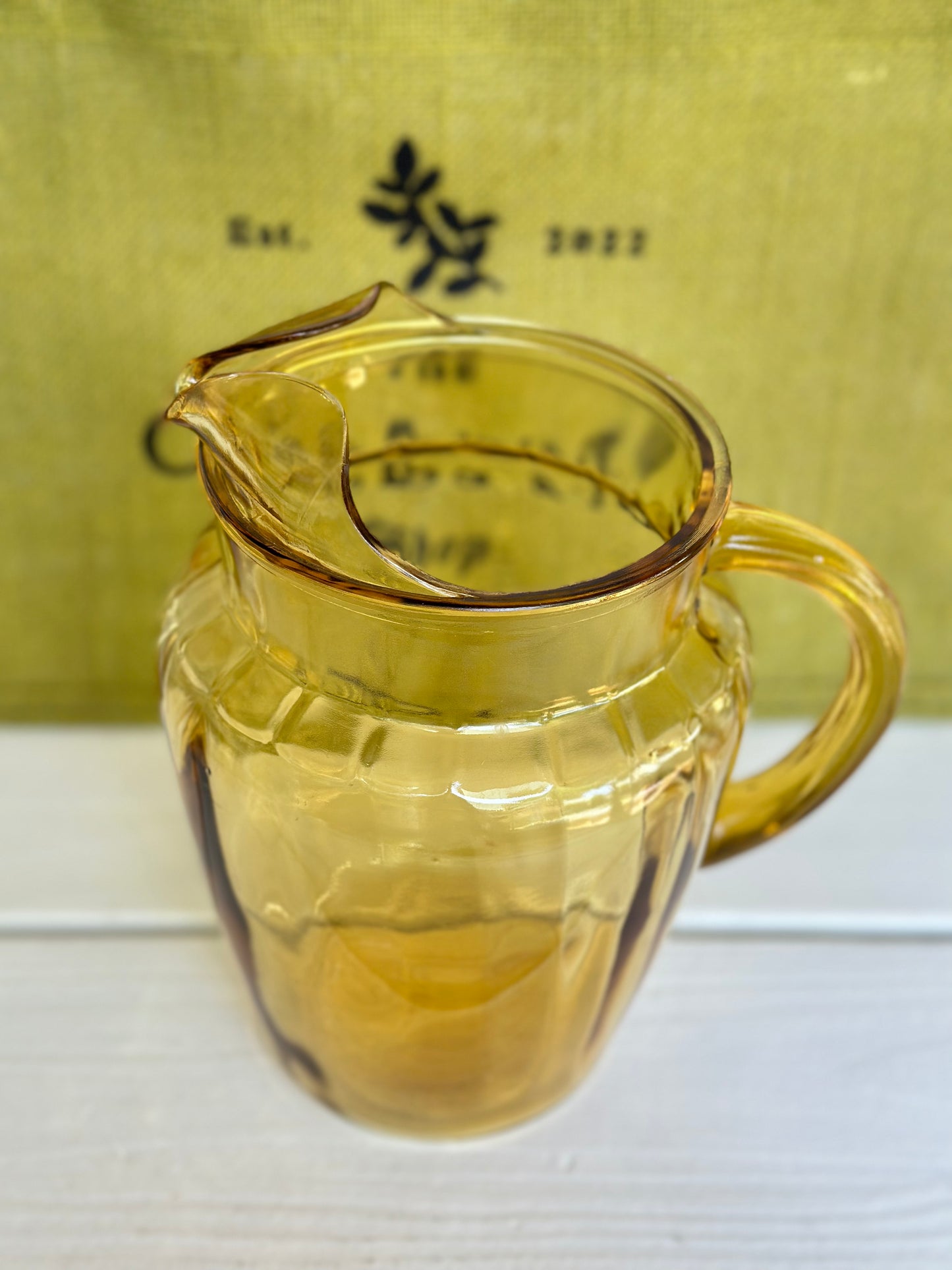 Vintage Anchor Hocking Pitcher Amber Depression Glass