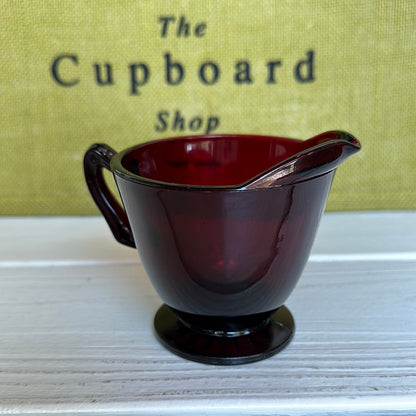 Vintage Anchor Hocking Footed Creamer Ruby Depression Glass