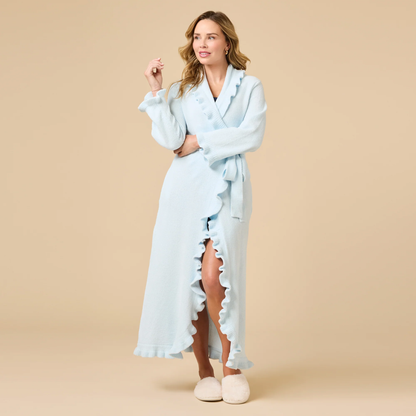 51" Light Blue Ruffle Chenille Robe