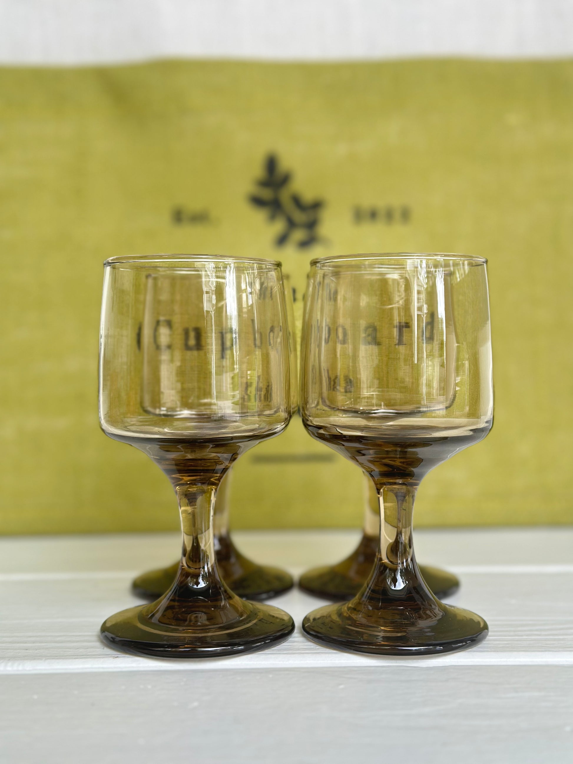 Vintage Smoke Amber Wine Glasses, Set of 4 – The Cupboard Shop NJ