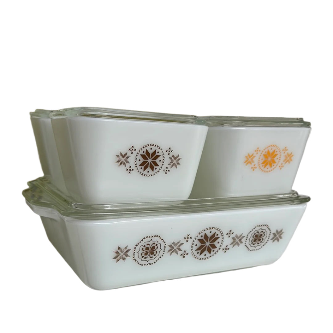 Vintage Pyrex 501 502 503 Town County Refrigerator Set of 4