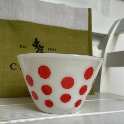 Vintage Fire-King Ivory & Red Dots Mixing Bowls