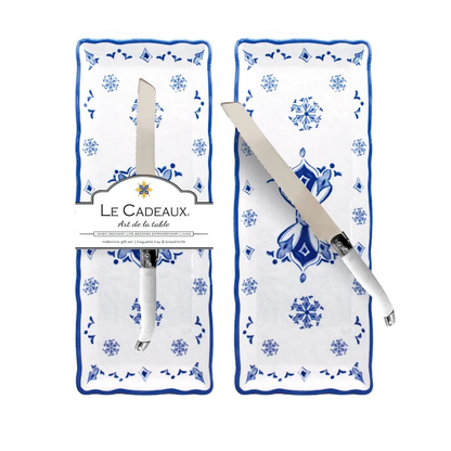 Moroccan Blue Melamine Baguette Tray Gift Set