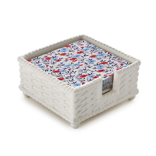 Basketweave Ceramic Cocktail Napkin Holder
