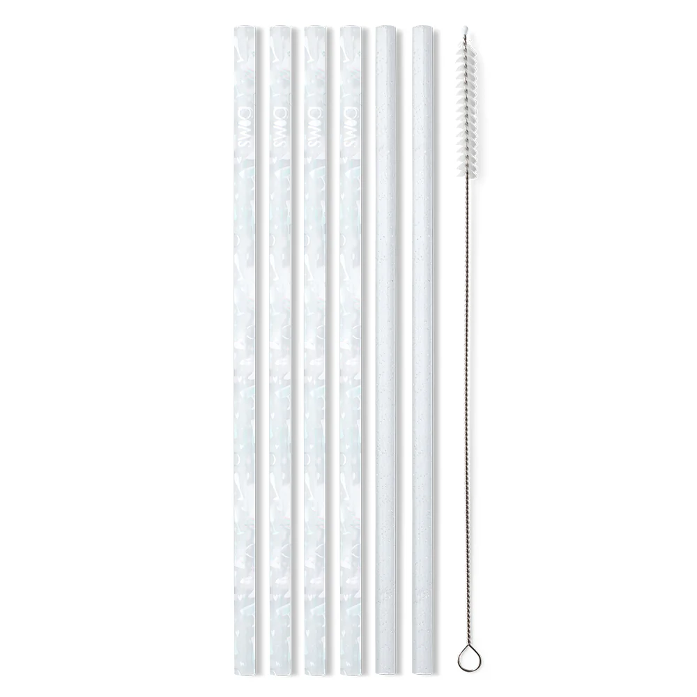 Bride To Be + Silver Glitter Reusable Straws