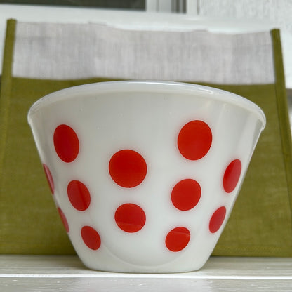 Vintage Fire-King Ivory & Red Dots Mixing Bowls