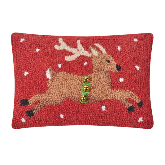 Reindeer with Bells Hook Pillow