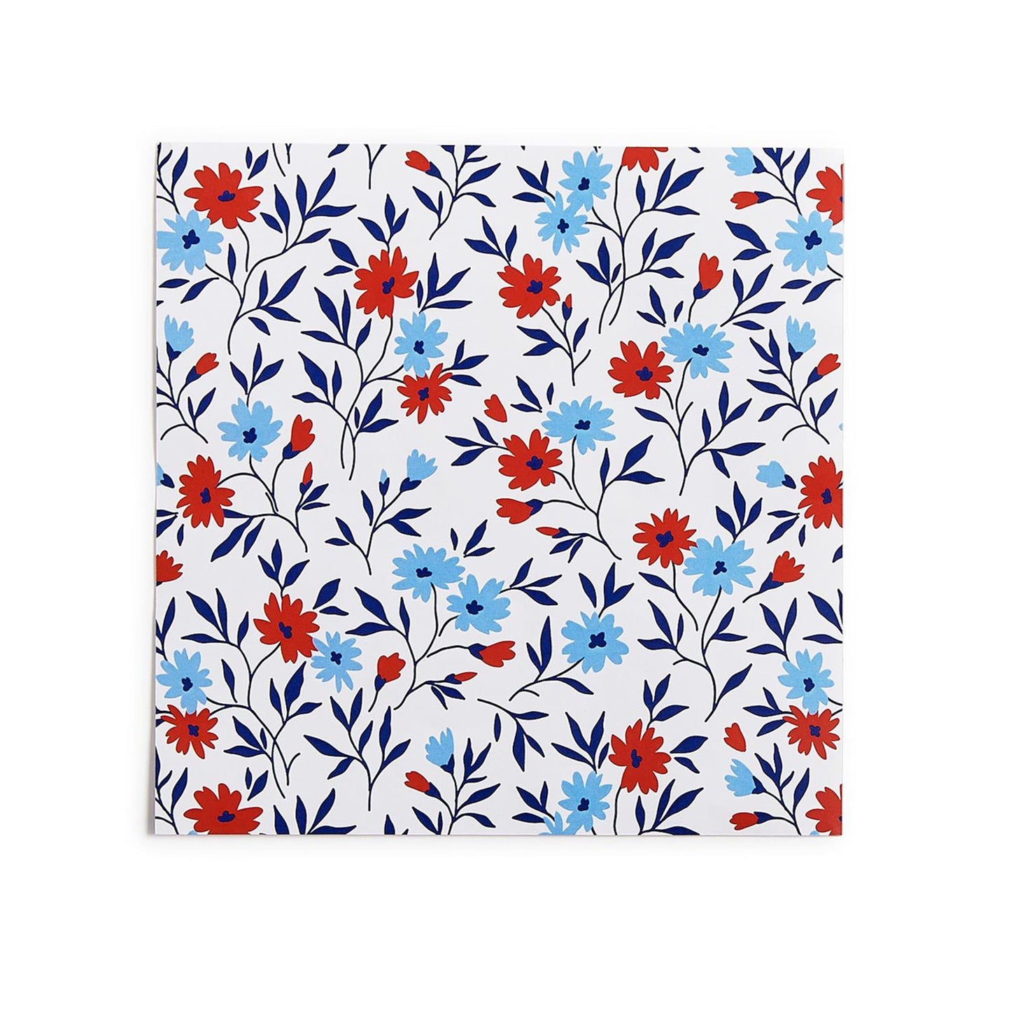 Red, White and Bloom Floral 3-Ply Paper Cocktail Napkin