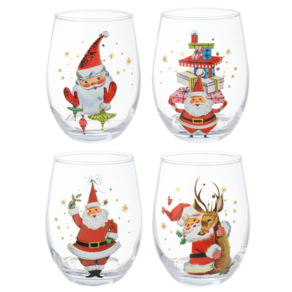 Retro Santa Low Ball Wine Glass (*Multiple Styles*)