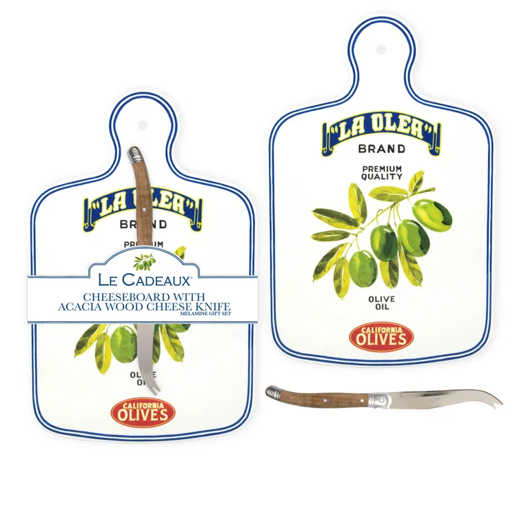 Vintage Olive California Melamine Cheeseboard Gift Set