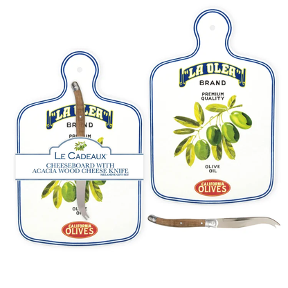 Vintage Olive California Melamine Cheeseboard Gift Set