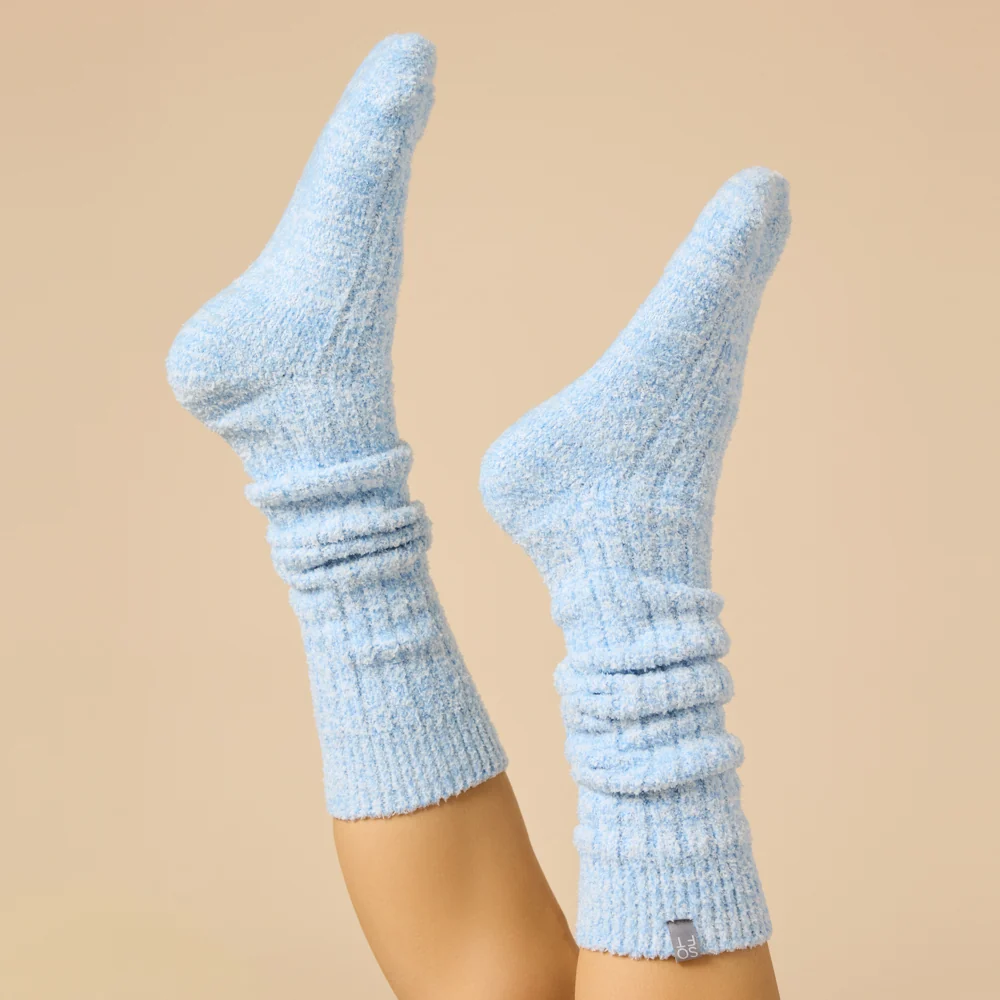 Heather Sky Blue Slouchy Marshmallow Socks