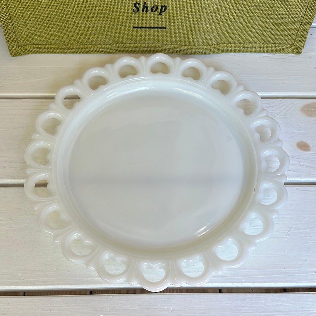 Vintage Anchor Hocking Large Milk Glass Torte Plate