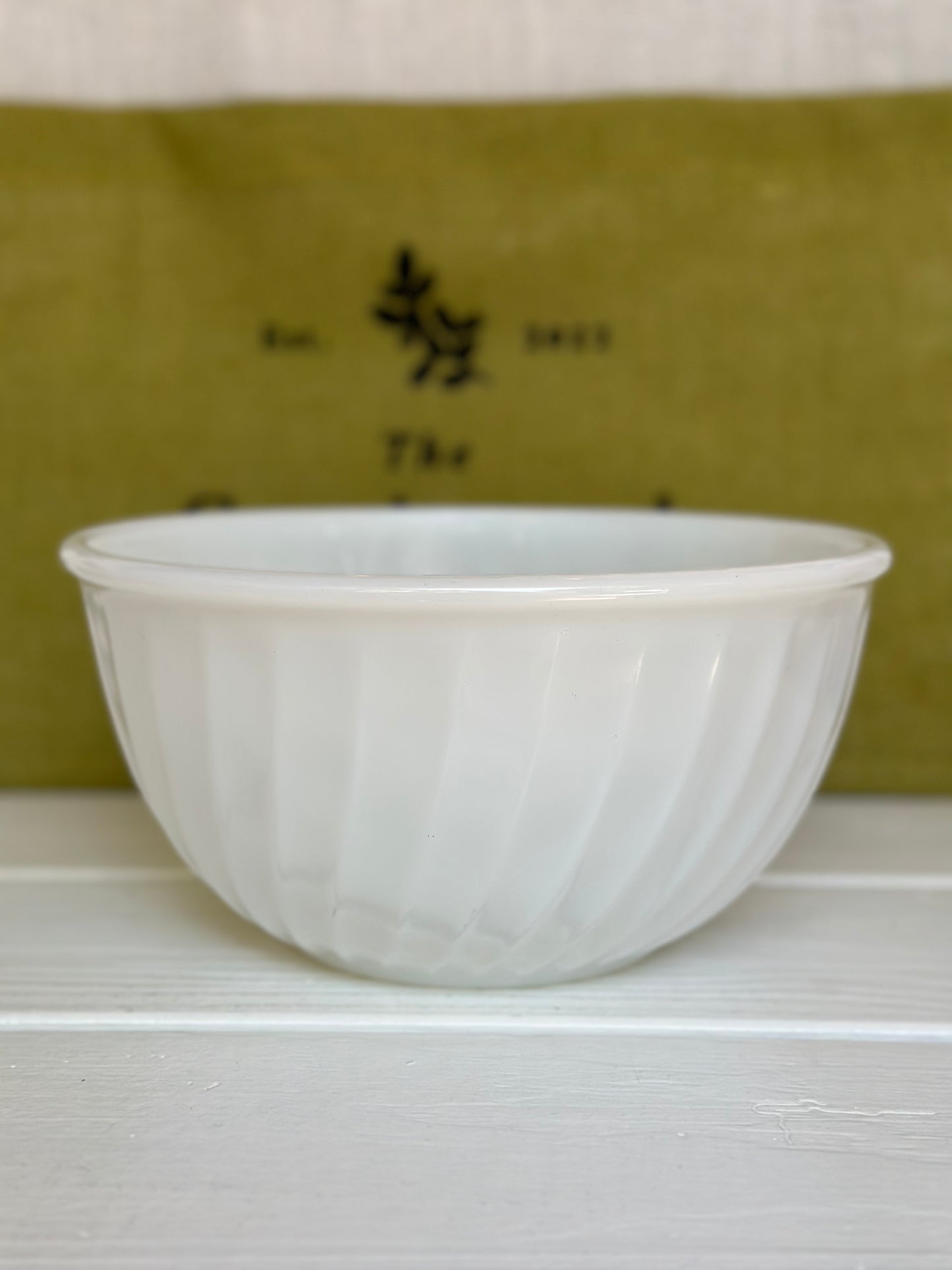 Vintage 1950 Fire-King 9" Ivory Swirl Mixing Bowl