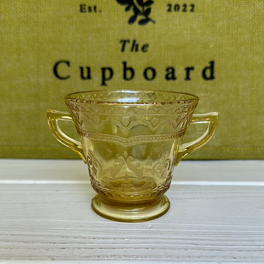 Vintage 1930 Yellow Depression Glass Sugar Bowl Style 1