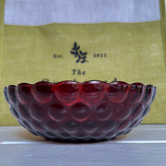 Vintage Anchor Hocking Fire King Red Bubble 8 3/8 Round Berry Bowl