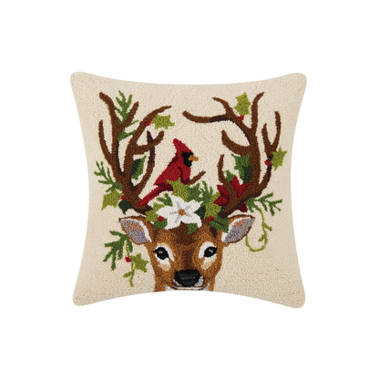 Reindeer and Cardinal Hook Pillow