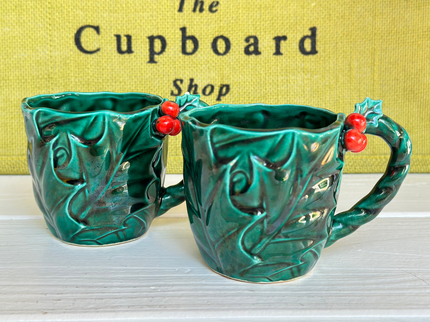 Vintage Lefton Holly Mugs