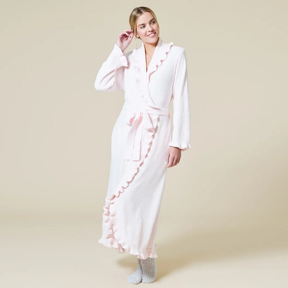 51" Light Pink Ruffle Chenille Robe