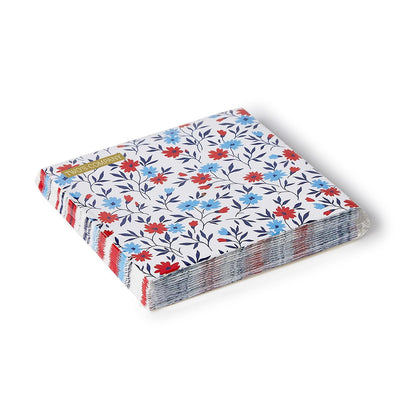 Red, White and Bloom Floral 3-Ply Paper Cocktail Napkin