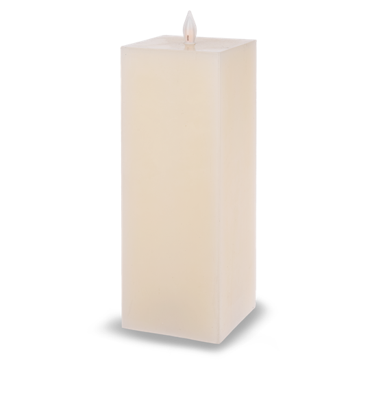 Square Ivory LED Wax Pillar Candle (8x3)