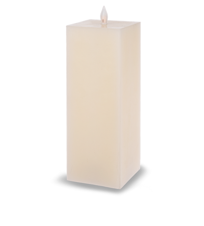 Square Ivory LED Wax Pillar Candle (8x3)
