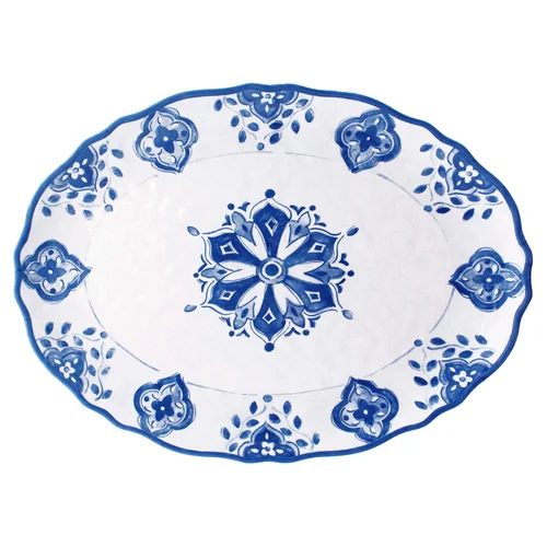 Moroccan Blue Melamine Oval Platter