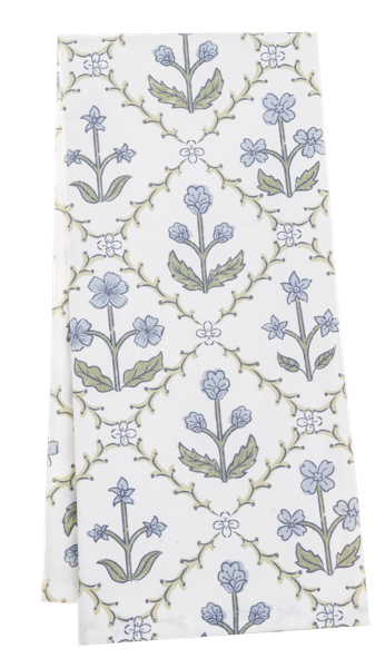 Vintage Floral Block Print Tea Towel