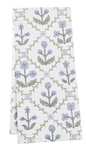 Vintage Floral Block Print Tea Towel
