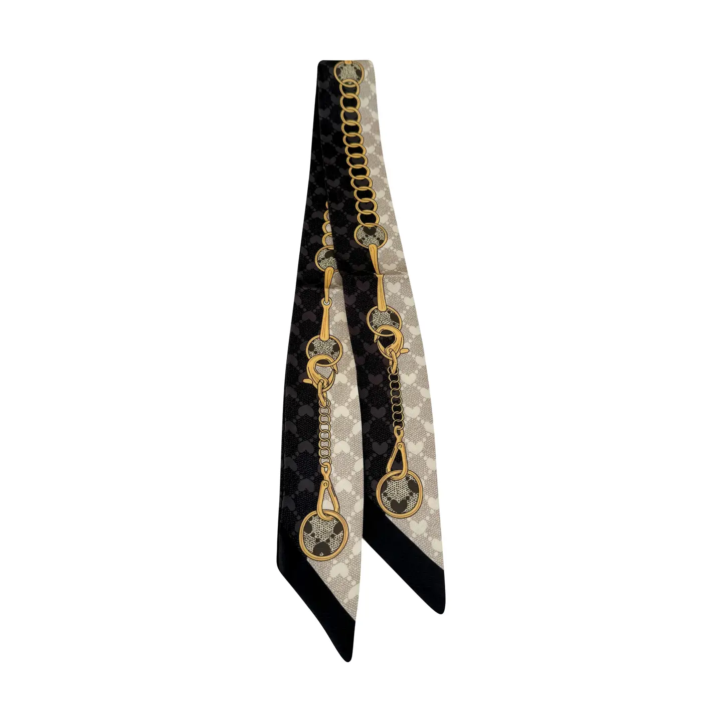 Black and Gold Chain Link Scarf Necklace