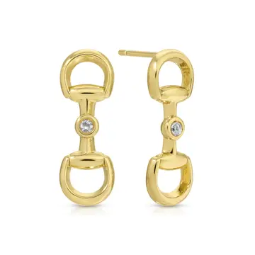 Gold Horsebit Drop Earrings