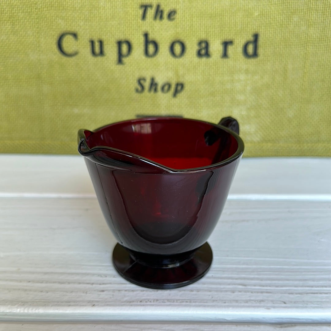 Vintage Anchor Hocking Footed Creamer Ruby Depression Glass