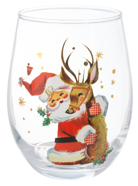 Retro Santa Low Ball Wine Glass (*Multiple Styles*)