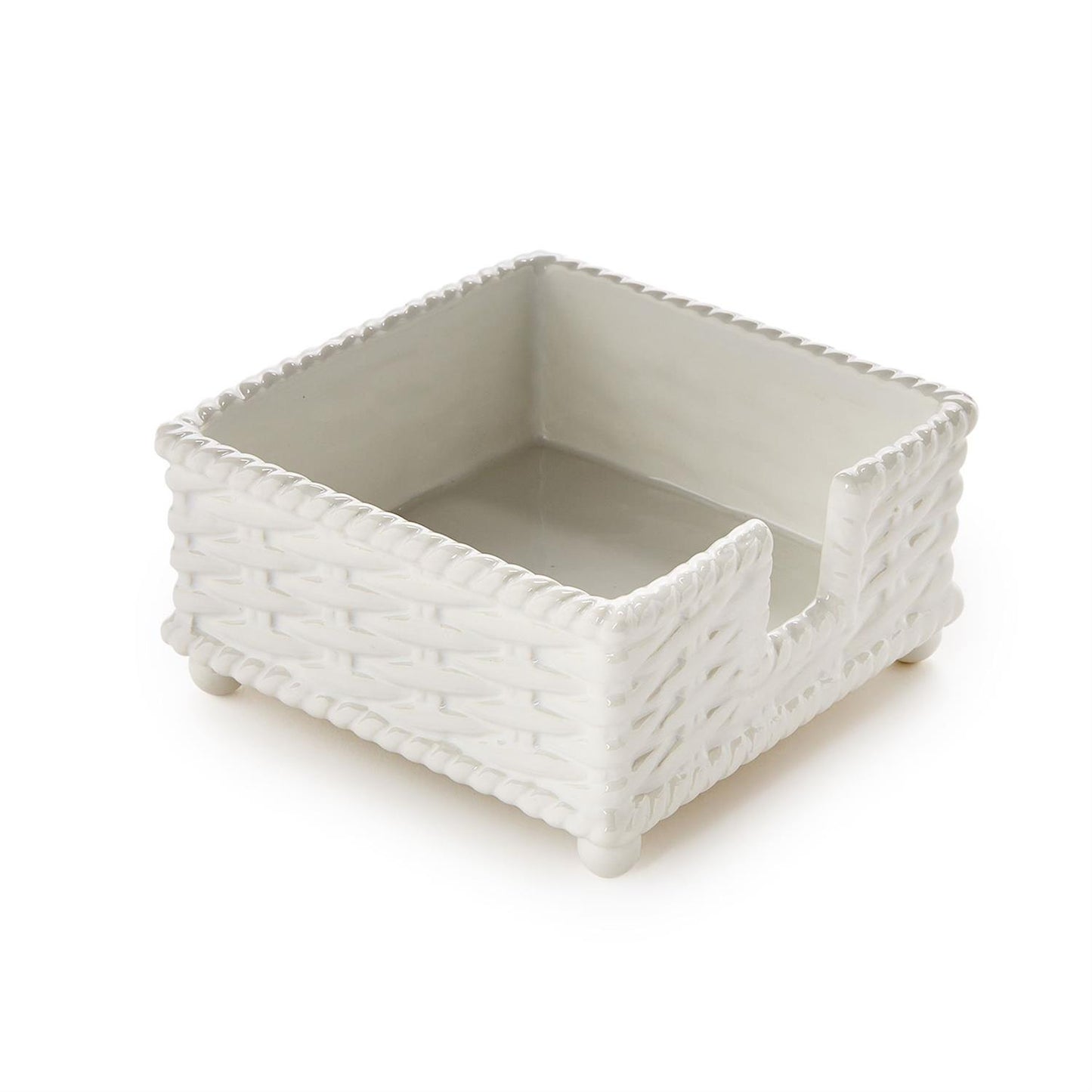 Basketweave Ceramic Cocktail Napkin Holder