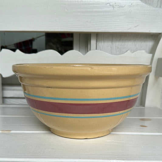 Vintage McCoy Pink & Blue Stripped 12"  Large Mixing Bowl